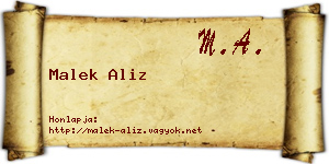 Malek Aliz névjegykártya